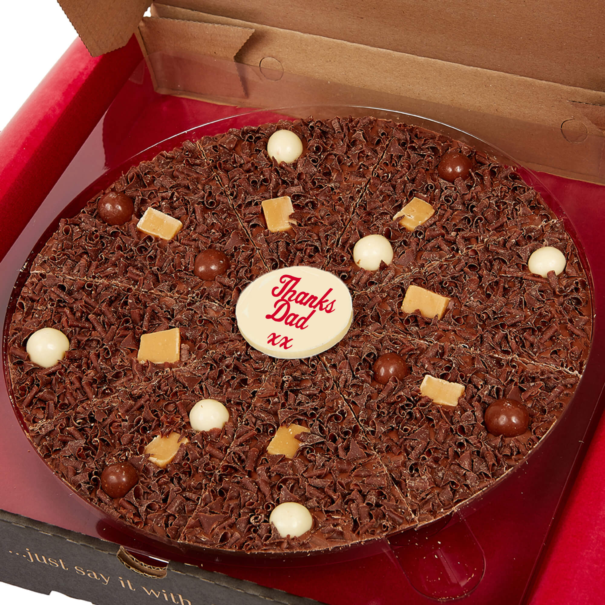 Give Dad a gift he'll truly remember with our Personalised Chocolate Pizzas.